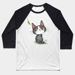 Black kitten and cat toy Baseball T-Shirt